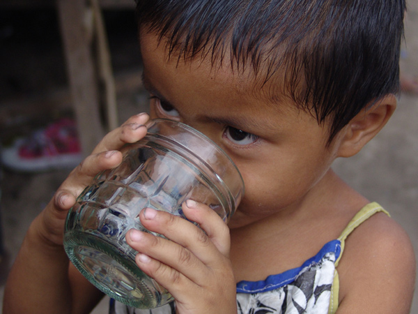 child drinking water