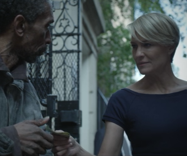 claire underwood homeless man